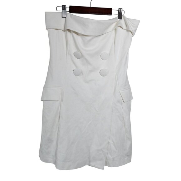 Anthropologie BHLDN Strapless Tuxedo Mini Dress White Bridal SZ M Casual Wedding - Picture 4 of 14